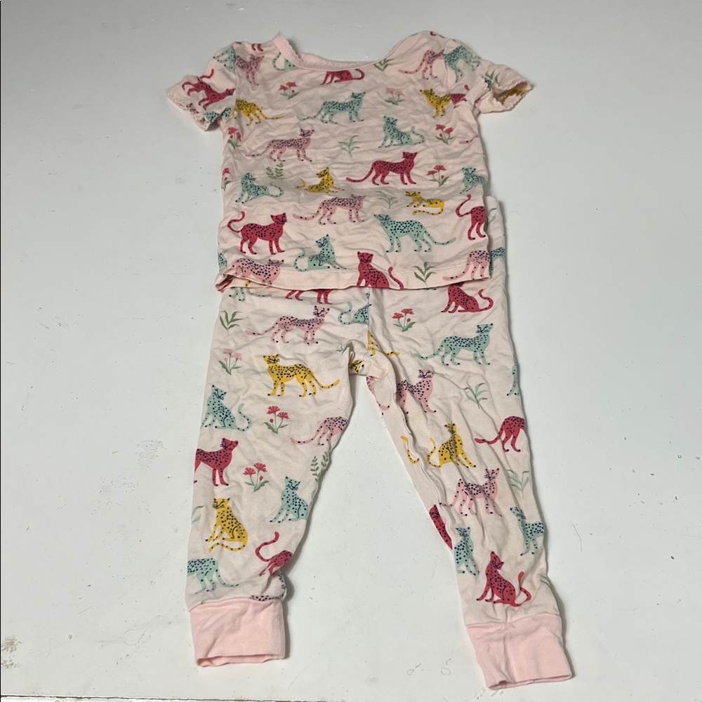 Little Me 18M Big Cat Multicolor Matching Pants and Short Sleeve Top